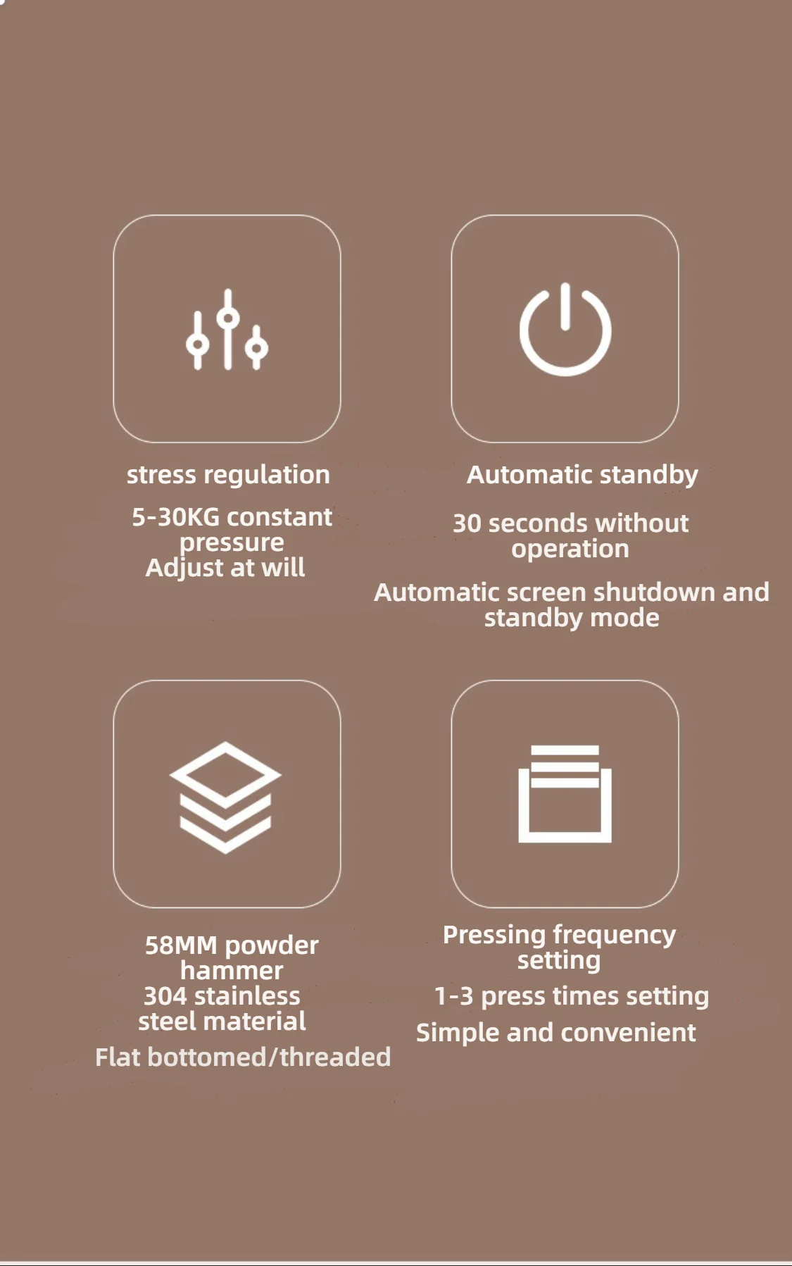 HomeWise TE-2 58 مللي متر ماكينة سدادة قهوة أوتوماتيكية تعمل باللمس الكهربائية اسبريسو العبث 58.5 مللي متر العبث الكهربائي قابل للتعديل