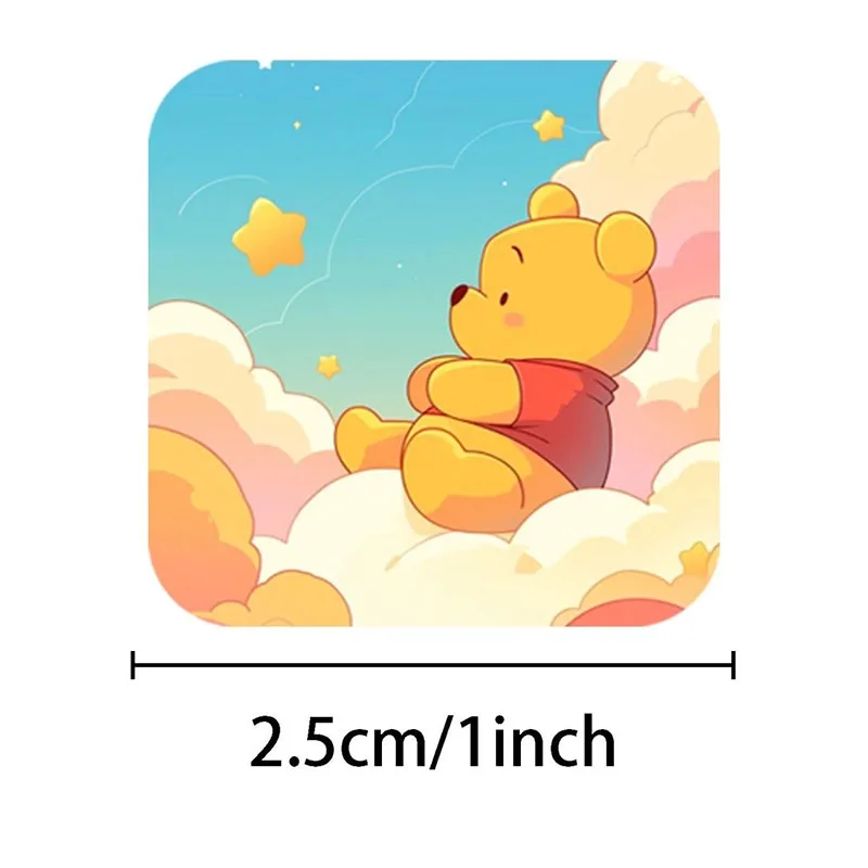 Pegatinas de Winnie The Pooh para decoración de niños, piezas de dibujos animados Kawaii, imagen de figura de Anime, sobre de recompensa, sellado de tazas, 500