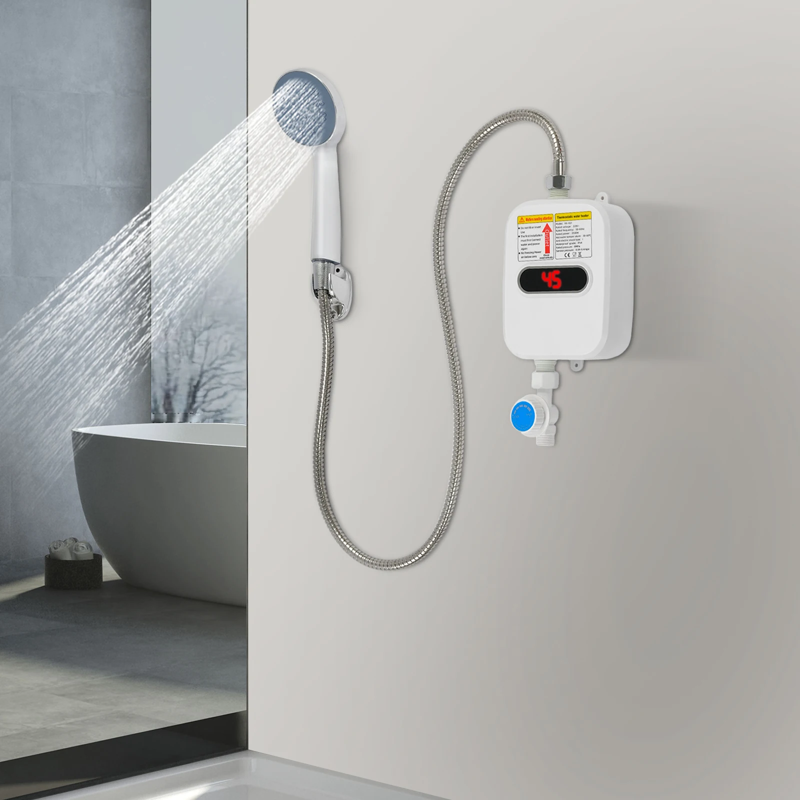 Chauffe-eau instantané, 3500 W performances exceptionnelles 86-140 ° F température de l'eau chaude pour la maison, salle de bain, lavage quotidien, bain