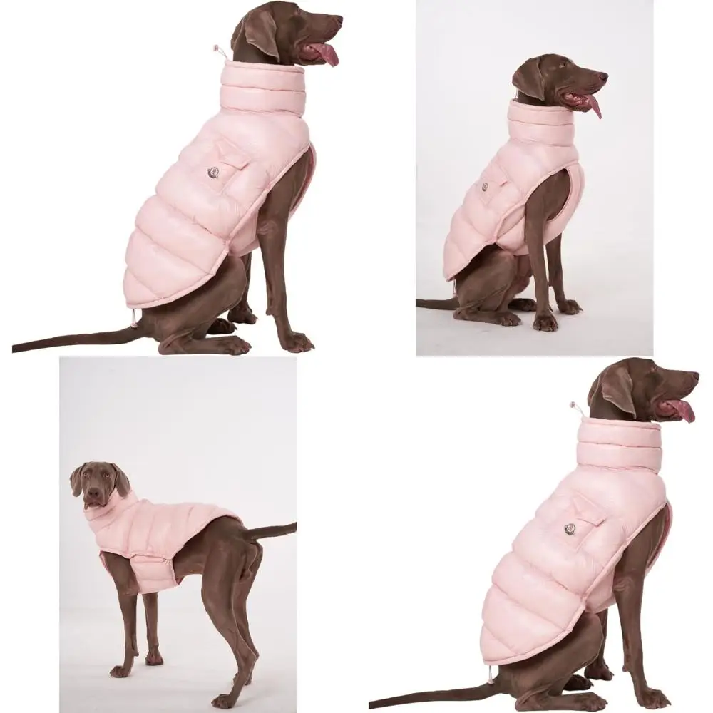 

Зимняя термоизолированная куртка для собак, водонепроницаемая, регулируемая, с доступом для поводка для мелких и крупных пород (розовая, размер 9)