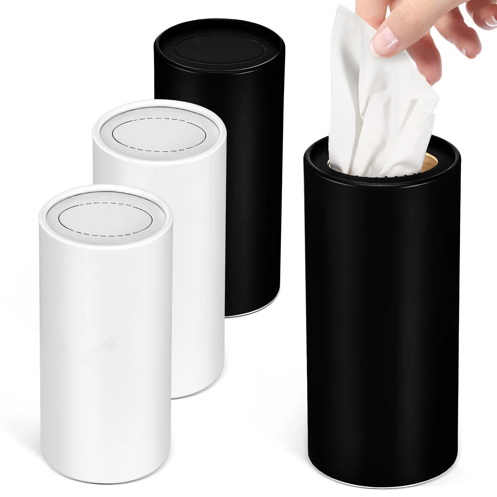 

4 Pcs Tissue Container Round Car Cup Tissues Cylinder Holder For Organizer Paper Towel Dispenser