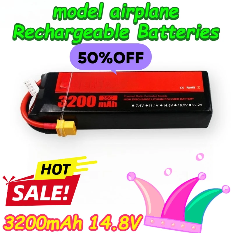 

For BT LIPO Battery 3200mAh/4S/14.8V/35C/ Model Airplane Rechargeable Batteries