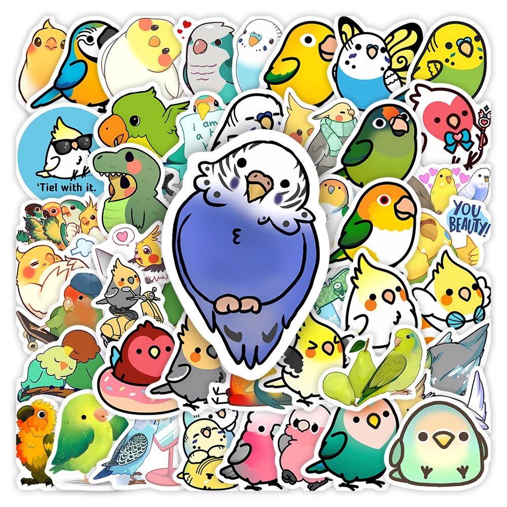 Cute Cartoon Parrot Stickers Bird Fun DIY Kids Toy Gift Decorative Decal for Scrapbook Laptop Phone Luggage Bottles Waterproof