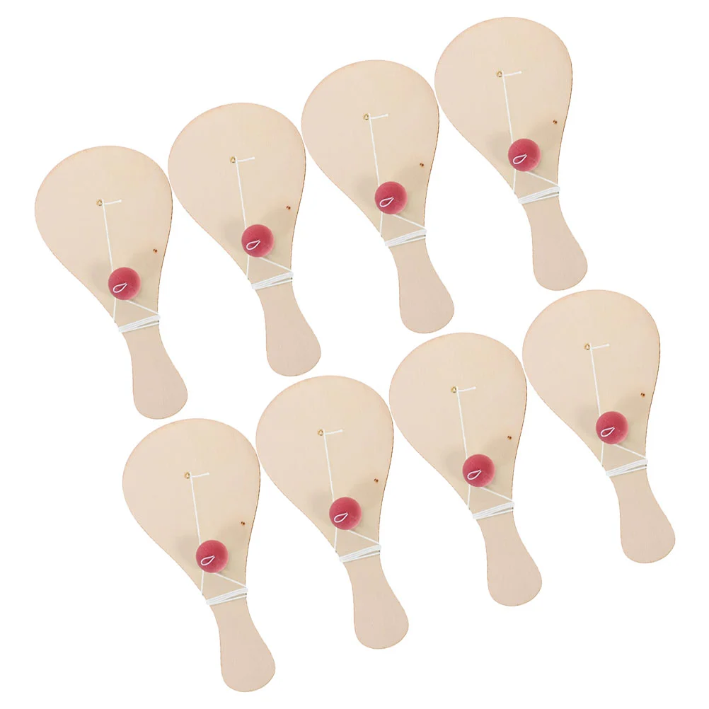 8 Pcs Racket Painting Paddle Board Toy Ball Outdoor Games Graffiti Toys Kids Plaything Wooden Party Favor Tennis
