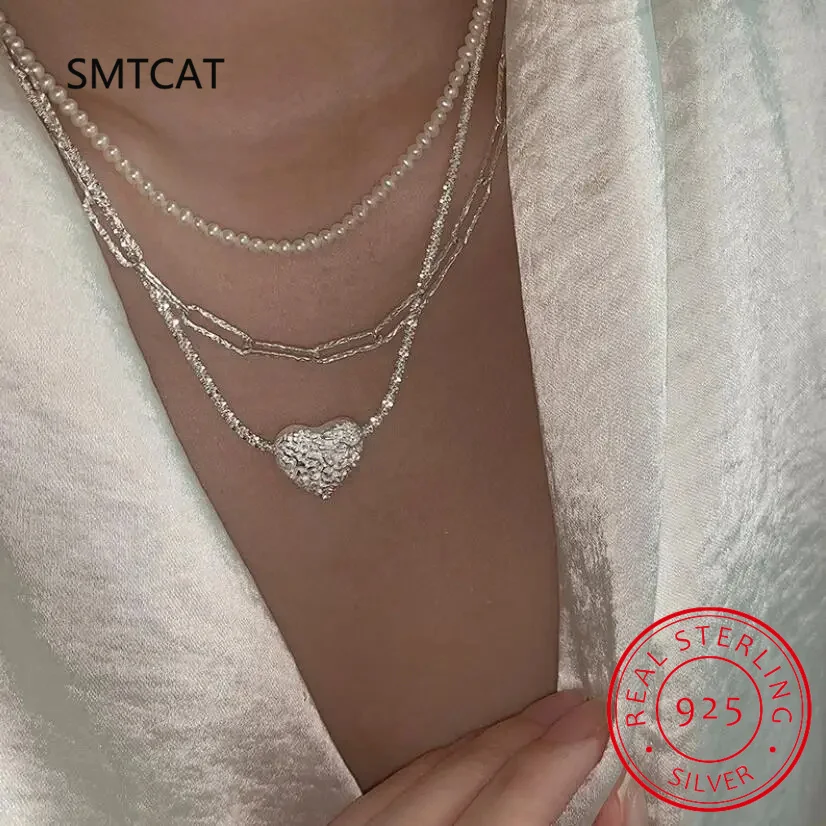 New Arrived S925 Sterling Silver Snake Chain Sparkling Choker Heart Necklace Clavicle Chain Wedding Gift Women Fine Jewelry
