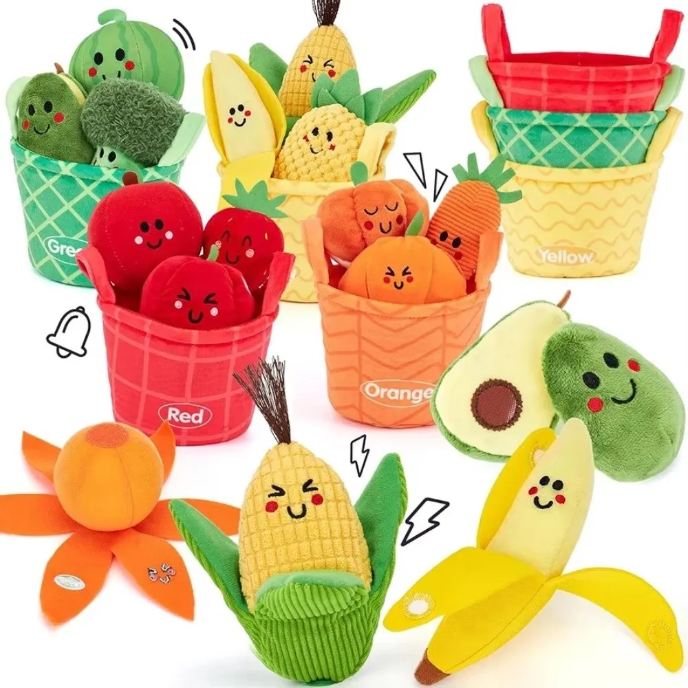 

Soft Baby Sensory Plush Toys Set Crinkle Sound Educational Toys Fruit Vegetable Color Sorting Game Matching Picking Play