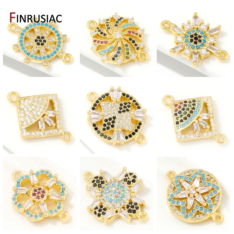 18K Gold Plated Brass Zircon Connector Charms,Connector For Jewelry,Charm Connector For DIY Necklace Bracelet Making Accessories