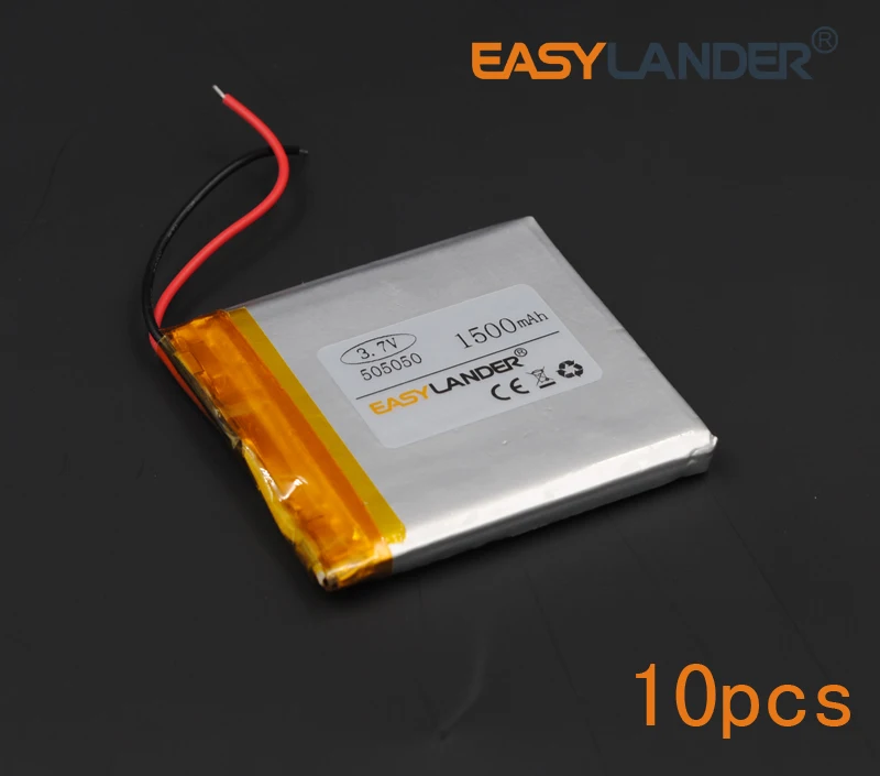 

10PCS/Lot 3.7V 1500mAh 505050 Rechargeable li Polymer Li-ion Battery For electronic part DIY lighting Oticon Streamer GPS 055050