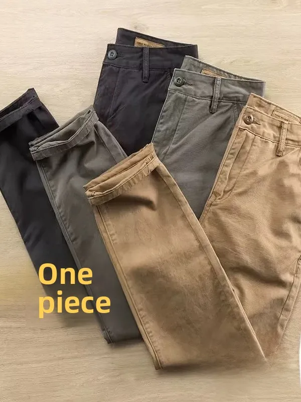Casual Straight Leg Men's Workwear Pants Thickened Washed Black Trousers for Labor Wear Comfortable Loose Fit Autumn Wear