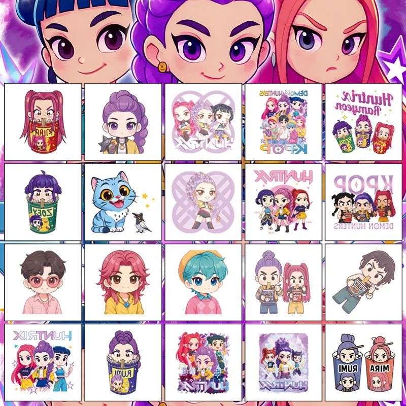 K-pop شيطان الصيادين HUNTR X المحارب رومي ميرا زوي جينو سيلين Kpop المؤقتة الوشم ملصق تزيين مقاوم للماء هدية حفلة #6