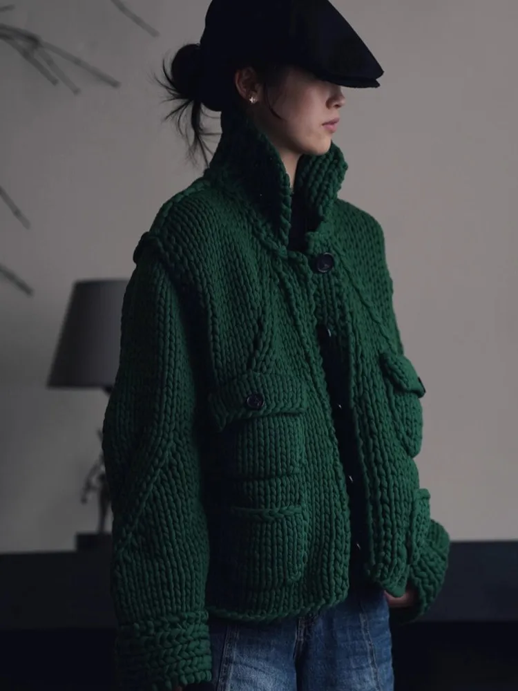 

Women Loose Knitted Open Cardigan Autumn Winter New Style Long Sleeve Outerwear New Arrival Sweater Jacket Top F434