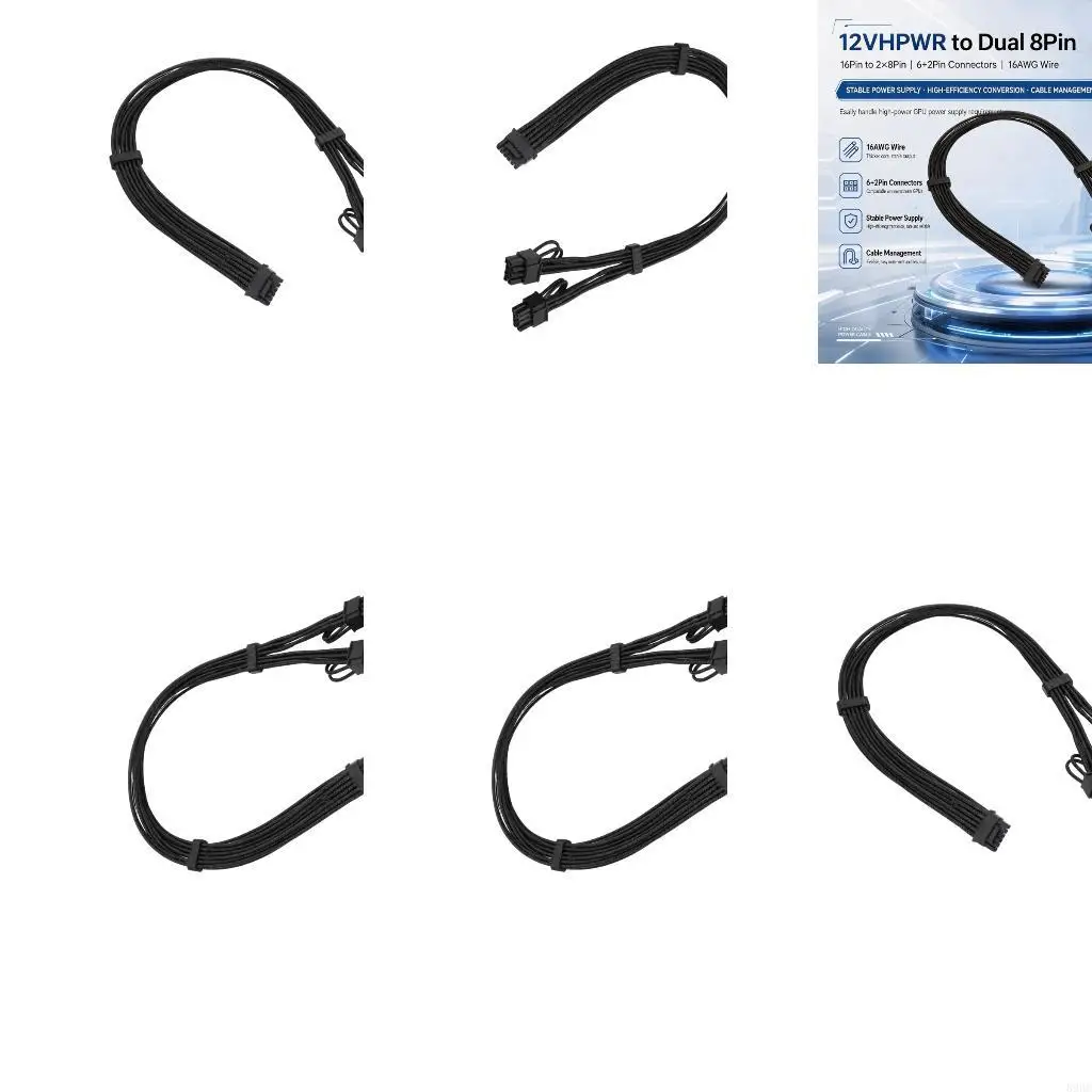

PCIe 16Pin GPU Power Supply Cable to Double 6+2Pin Leads for Clean Routing 896C