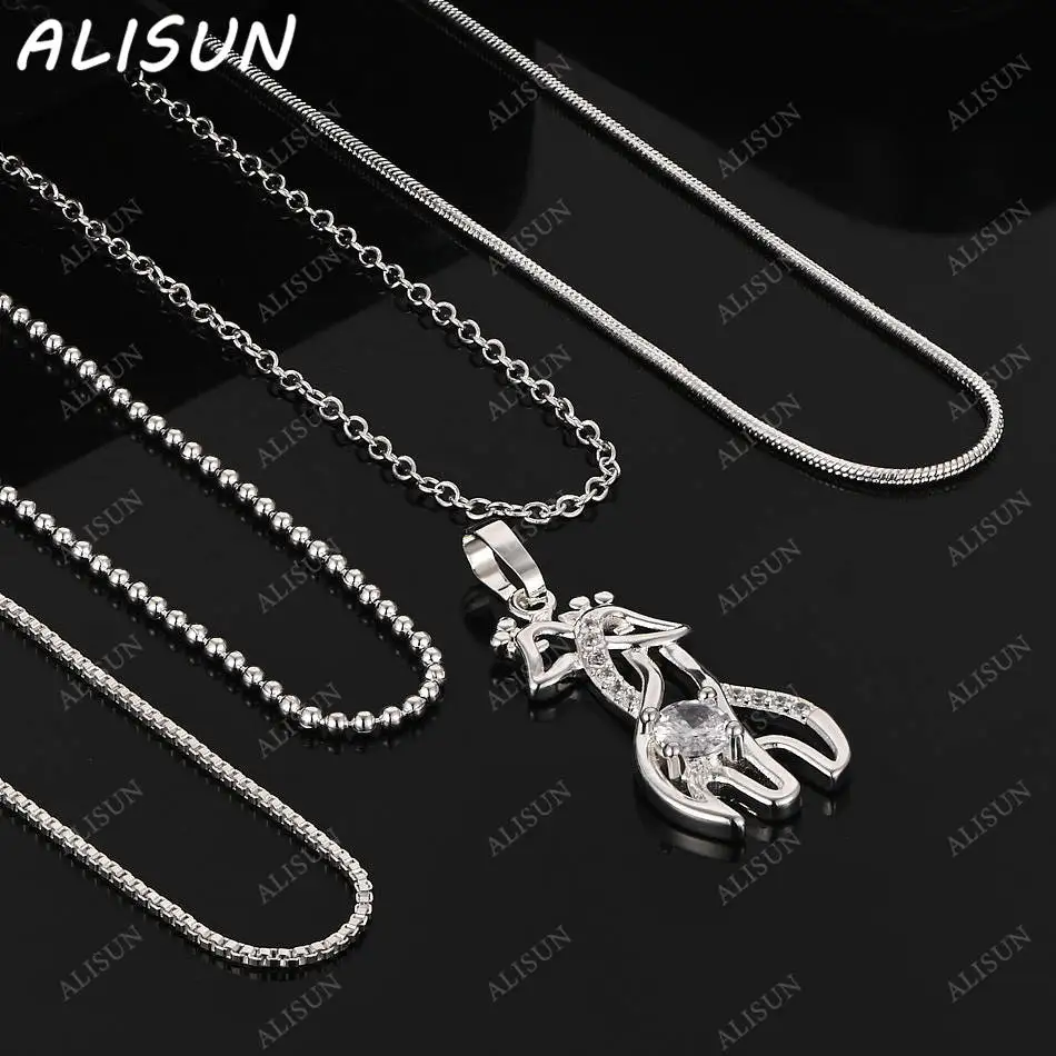 

ALISUN 40-75cm 925 Sterling Silver Zircons Flower Pendant Necklace For Women Men Charm Trend Birthday Gifts Fashion Party