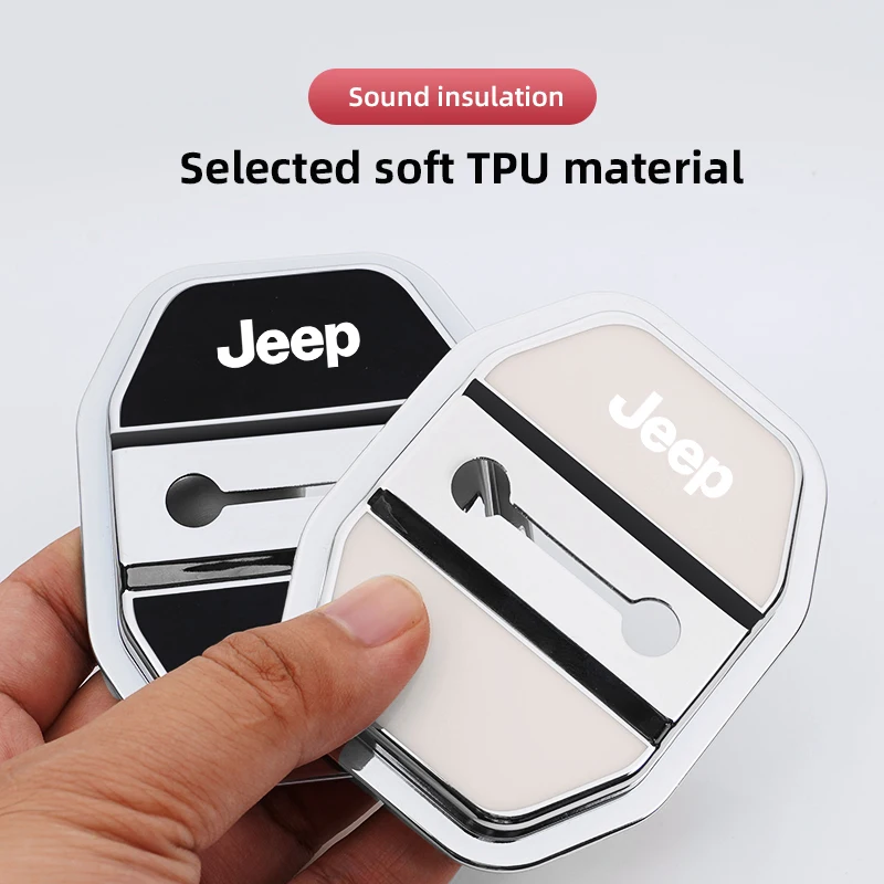 4 piezas de cubiertas de silicona para cerraduras de puertas de coche, cubiertas protectoras para hebillas para Jeep Renegade, Compass, Grand Cherokee, Wrangler, Patriot, Rubicon