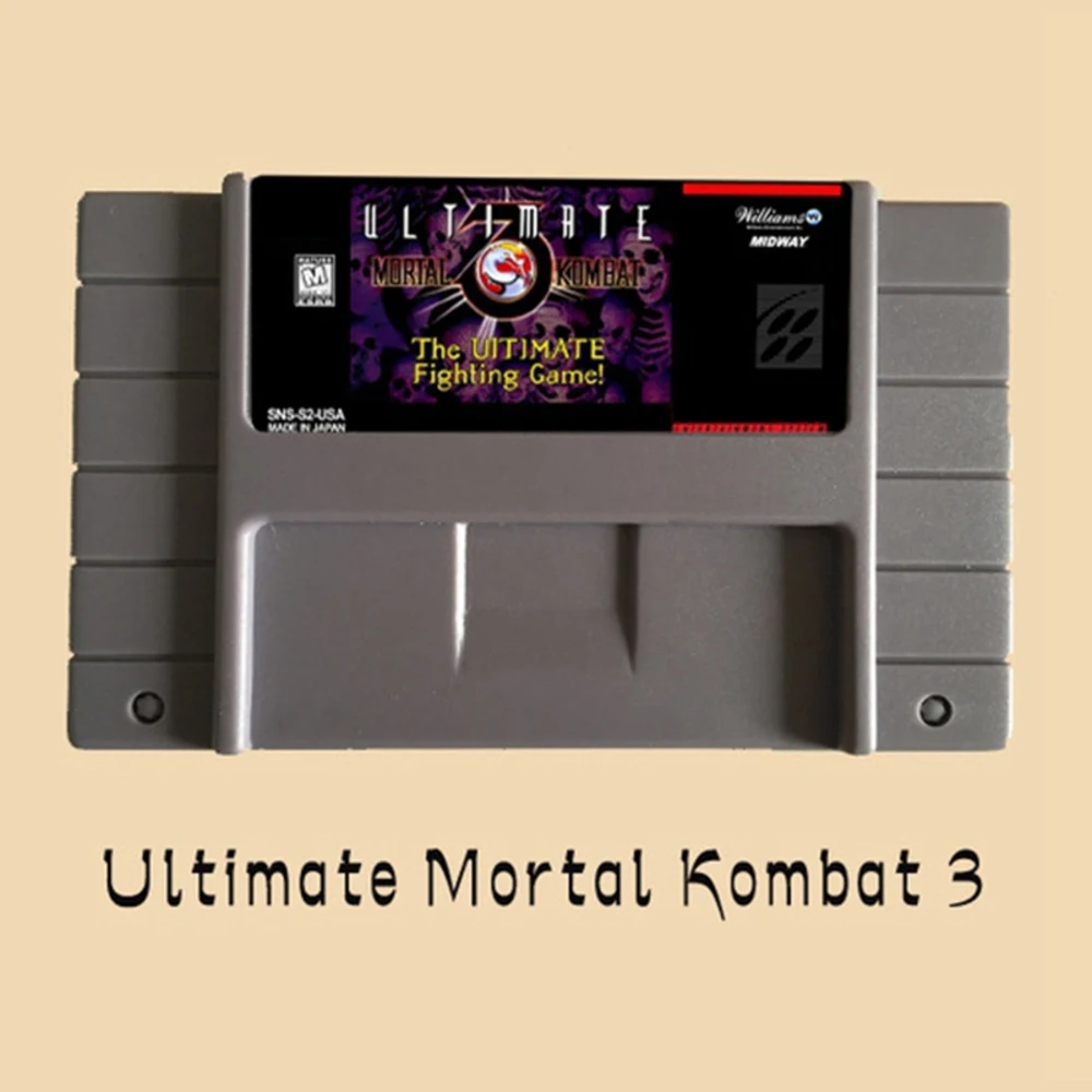 Ultimate Mortal Kombat 3 16 bit Big Gray Game Card For USA NTSC Game Console