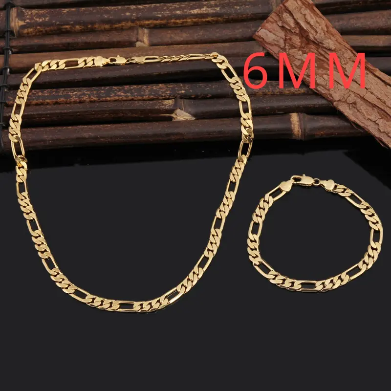 Hot popular 925 Sterling Silver 18K Gold noble 6MM Geometry Bracelets Neckalce Jewelry Sets for Women Men Fashion Gifts Wedding - Image 2