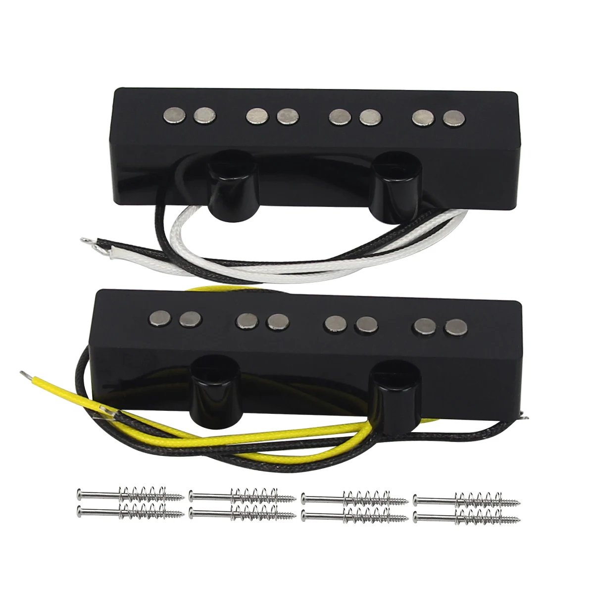 FLEOR Set of Open Alnico 5 JB Bass Pickups Black Neck & Bridge Pickup Fiber Bobbin for JB Bass 4 Strings