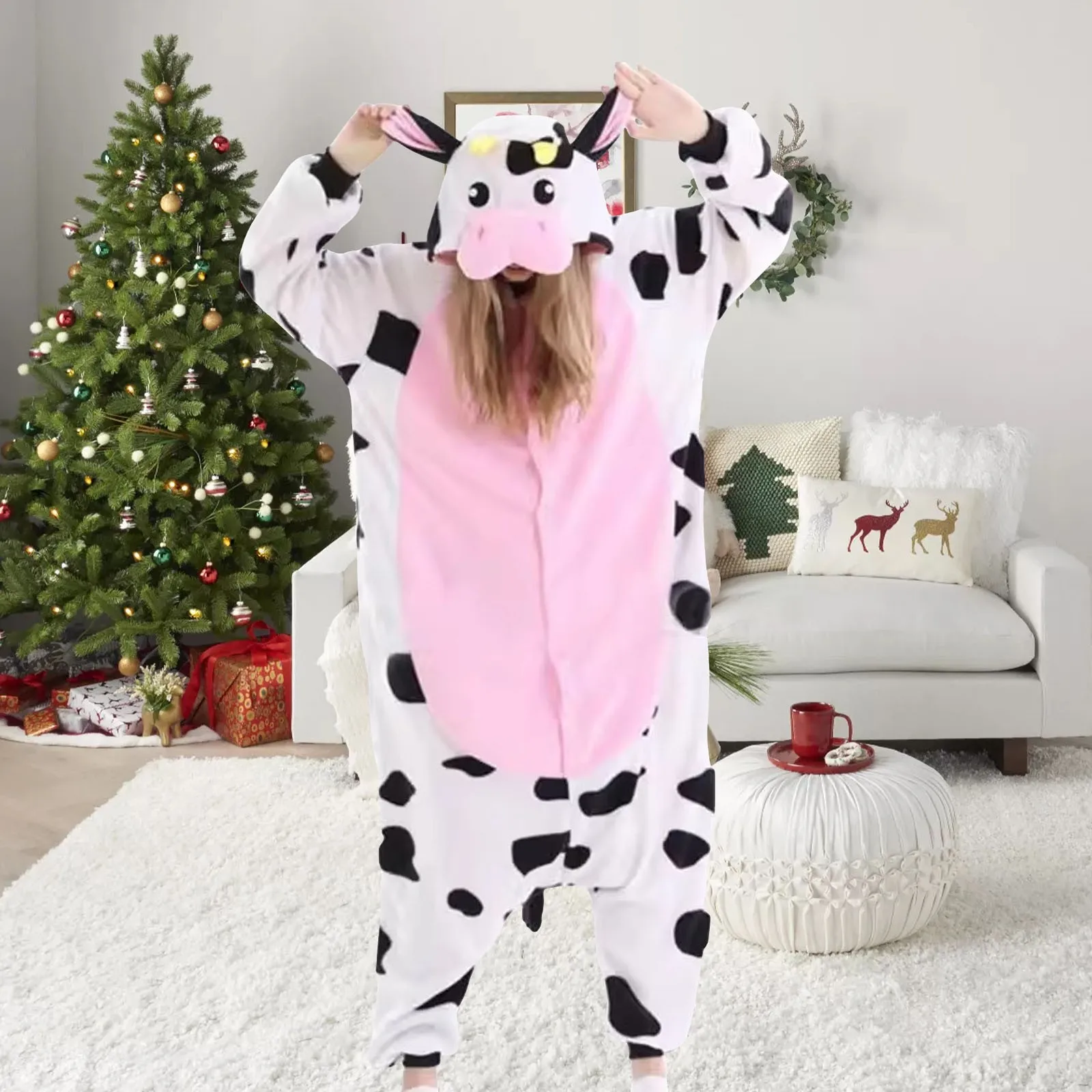 Adultos unissex animal vaca macacão kigurumi pijamas cosplay traje carnaval festival halloween natal pijamas presentes de aniversário