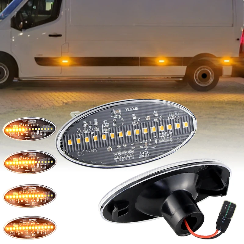 

2×for Renault Master Mk3 for Vauxhall Opel Movano Mk2 for Nissan NV400 LED Dynamic Side Marker Lamp Turn Signal Light Indicator