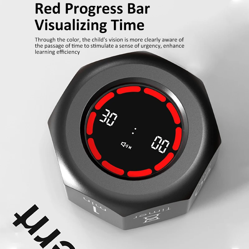 Gravity Sensor Productivity Timer Kitchen 7 Preset Time Automatic Rotary Timer Cooking USB Rechargeable Digital Countdown Timer