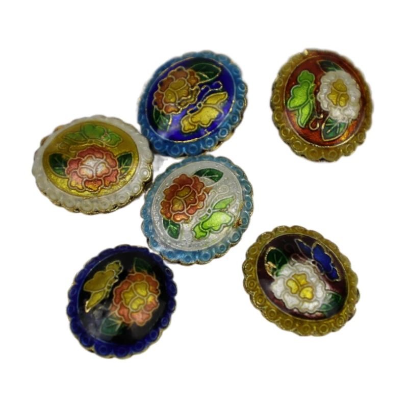 

10pcs New Cloisonne Colorful Oval Flower Beads for Jewelry Making Enamel Accessories DIY Earrings Bracelet Necklace Pendants