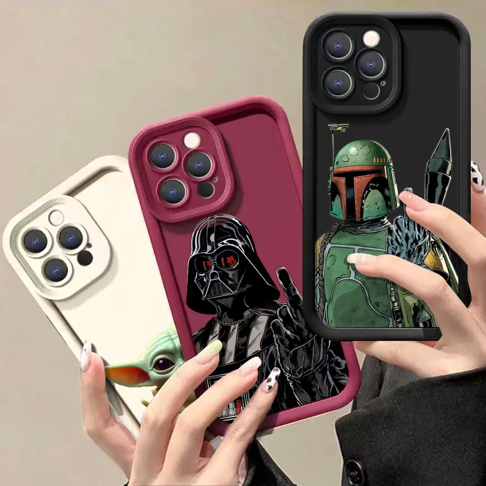 Liquid Silicone Case For Apple iPhone 15 14 13 12 11 Pro Max 7 8 16 X XS 14 15ProMax Phone Case S-Star W-Wars Baby Yoda Covers