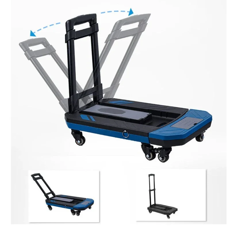 Hand-pulled Cart Foldable Portable Cart Small Trailer Household Pull Rod Handling Pickup Flat-panel Vegetable Shopping Cart