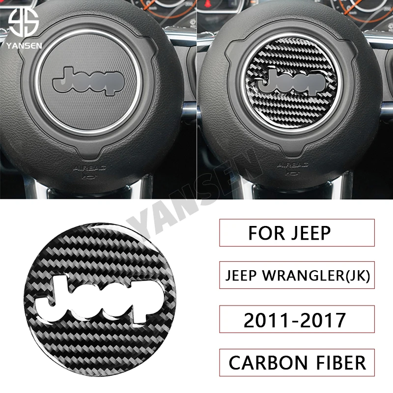 

Car Steering Wheel Center Trim Carbon Fiber Sticker For Jeep Wrangler JK 2011-2017 Interior Decoration
