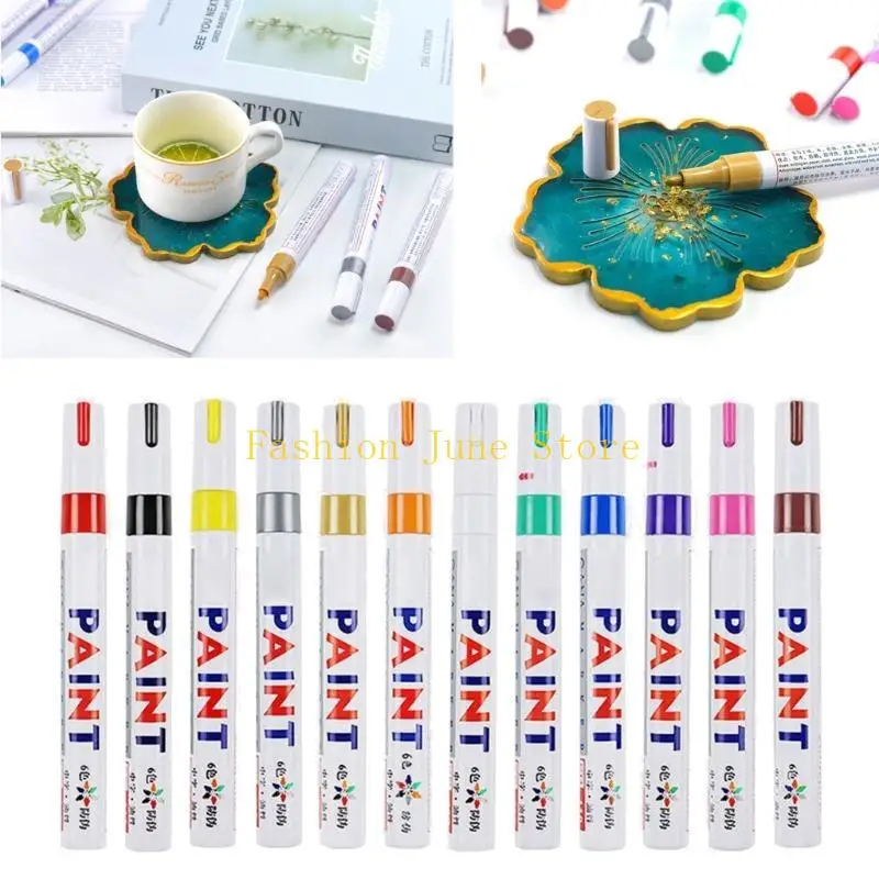 N5KA 12 Pcs Writing Pens Permanent Markers Gold Leafing Pen Permanent Art Marker Pens for Card Making Painting DIY Album