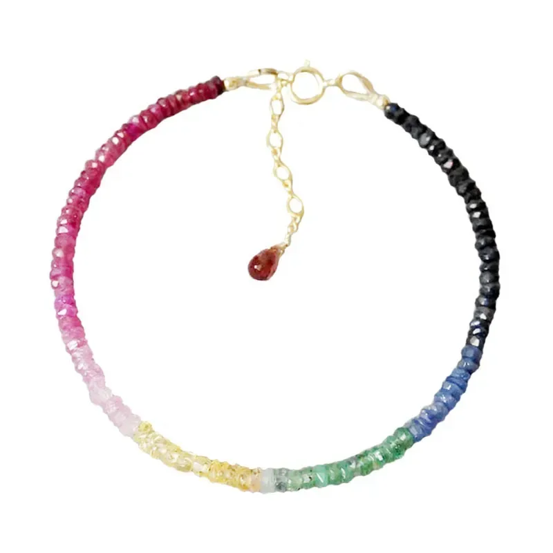 one set  Ruby/Sapphire/Emerlad roundel faceted 3-4mm necklace +bracelet 40cm 16cm  wholesale beads