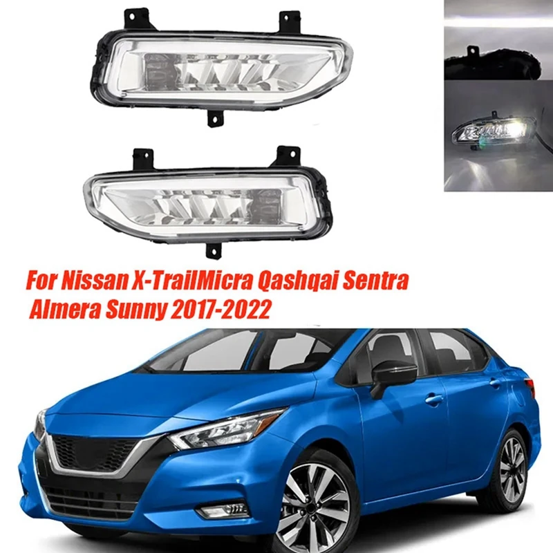 

1Pair Front Bumper Driving Headlights LED Fog Light Lamp Parts For Nissan X-Trail Micra Qashqai Sentra Almera Sunny 2017-2022