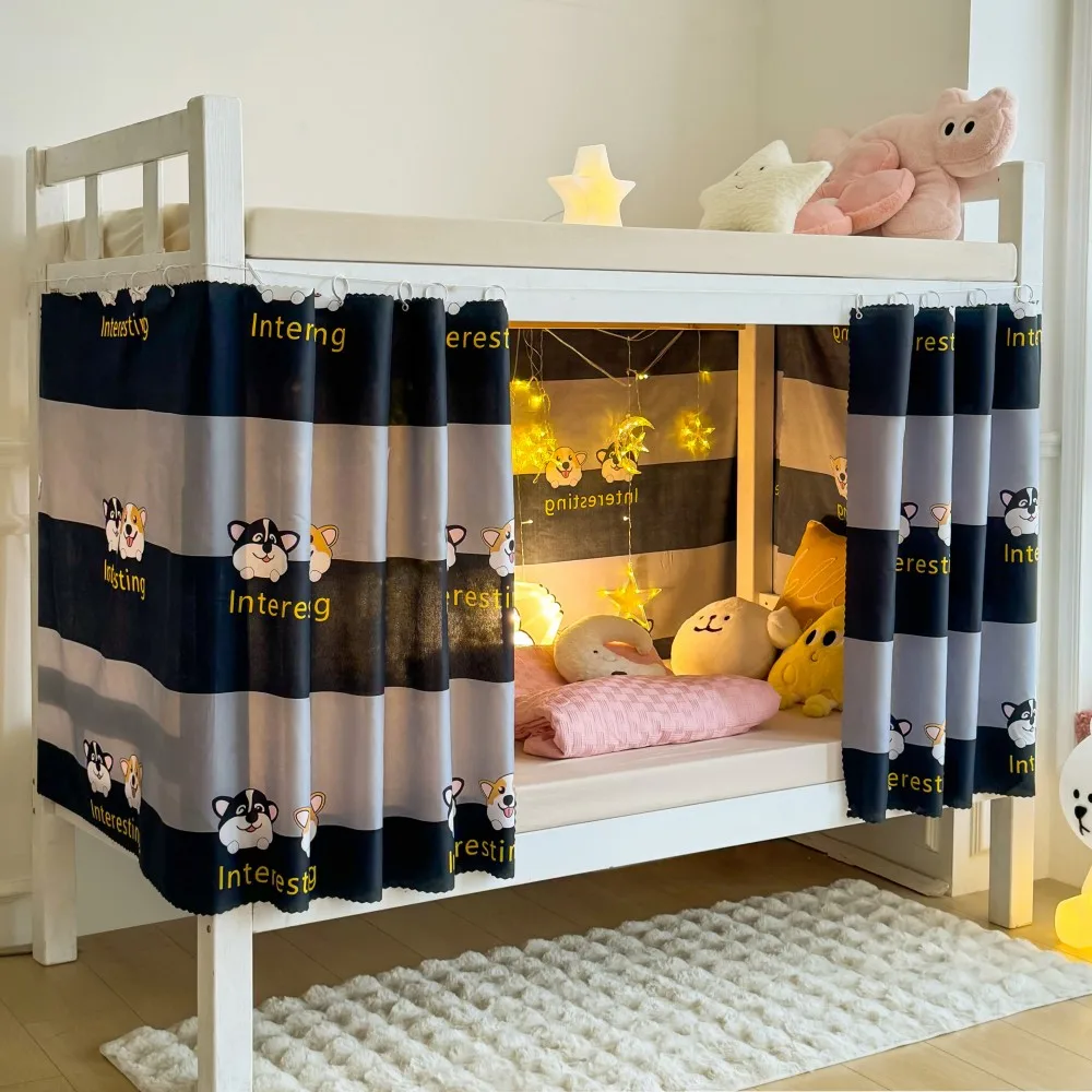 VIKAMA Blackout Bunk Bed Curtain Privacy Enclosure for Dorm & Loft Bed, Twin XL College Dormitory Dustproof