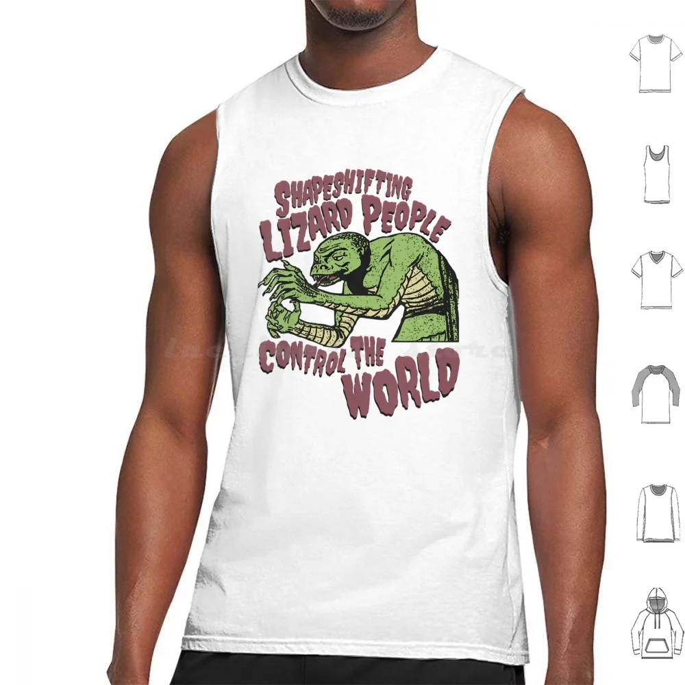 Shapeshifting Reptilian Beings Dominate Earth In B-Movie Horror : An Theory Tank Tops Vest Sleeveless Illuminati Funny
