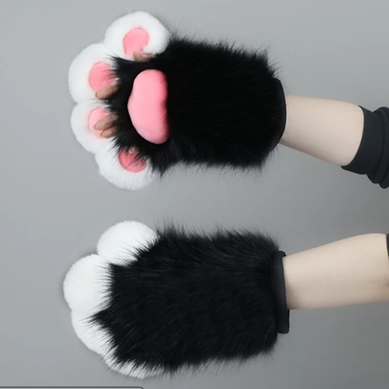 Oversized Cat Paw Handmade Animal Furry Devil Gloves Fursuit for Masquerade X4YC