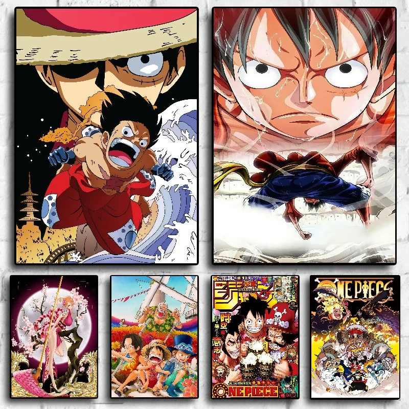 

Japan Bandai Retro Anime Surrounding One Piece Luffy Canvas Painting Print Mural Home Art Poster Wall Aesthetic Room Decor Gift