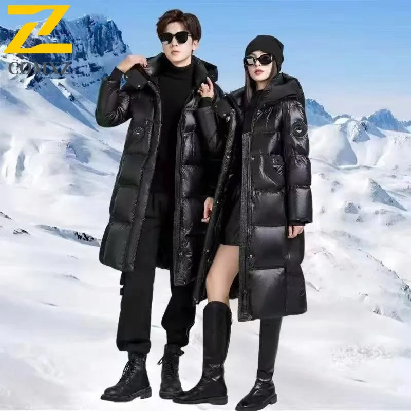 

COMXZ Men Black mid-length Graphene Short Down Jacket Waterproof Windproof Autumn winter Same 90% White Goose Down Parka 2025