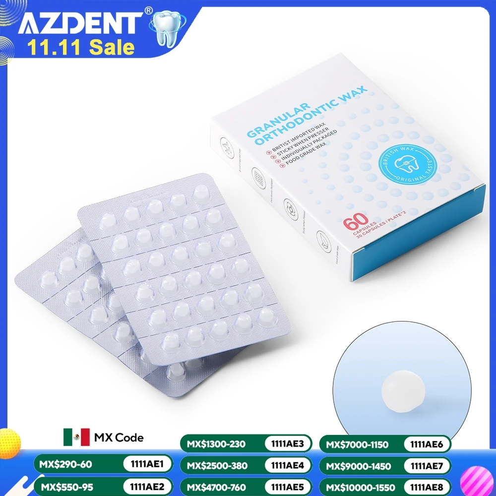 AZDENT Dental Granular Orthodontic Protective Wax for Braces Portable Individual Hygienic Packaging Clear Wax Dots 60PCS/Box
