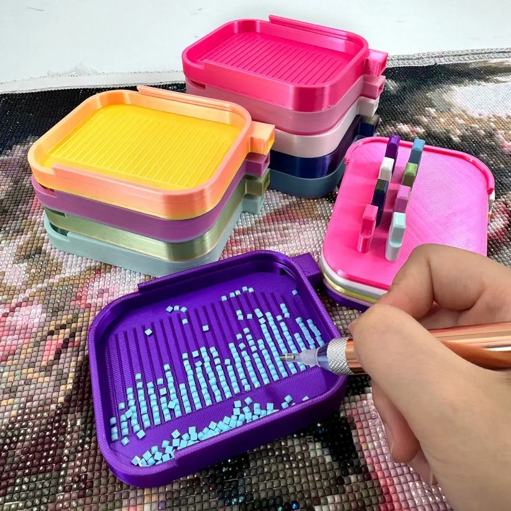 DIY الحرفية كبيرة الماس اللوحة صينية سعة كبيرة الديكور لوحات الخرز فرز صينية تخزين التطريز مع غطاء