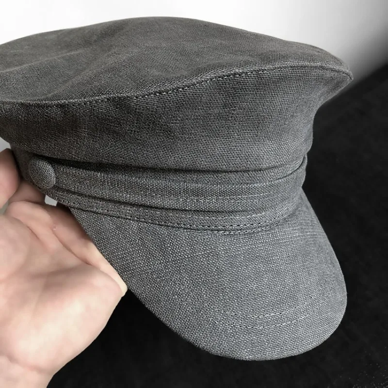 korean-solid-flat-navy-peaked-cap-retro-literary-painter-hat-versatile-headwear-for-spring-summer