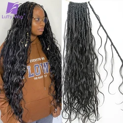 Boho Locs Crochet Hair With Body Wave Human Hair For Braids Pre Looped Faux Goddess Braiding Hair With Human Hair Curly Ends