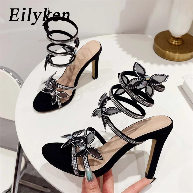 Eilyken Fashion Peep Toe Butterfly Thin Heels Sandals Women Elegant Party Dress Summer Ladies Shoes Zapatillas De Mujer