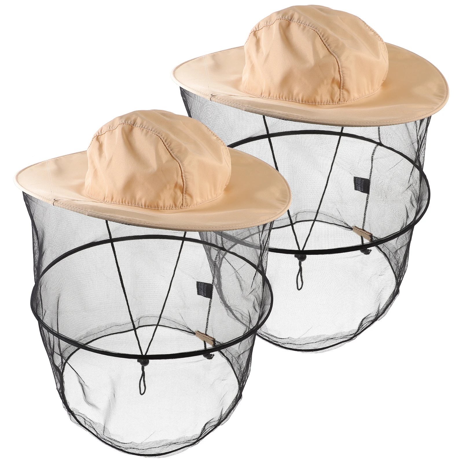 

2pcs Beekeeping Hat Sun Protection Foldable Veil Net Hat Wide Brim Mesh Neck Outdoor Polyester Cotton Durability Bee