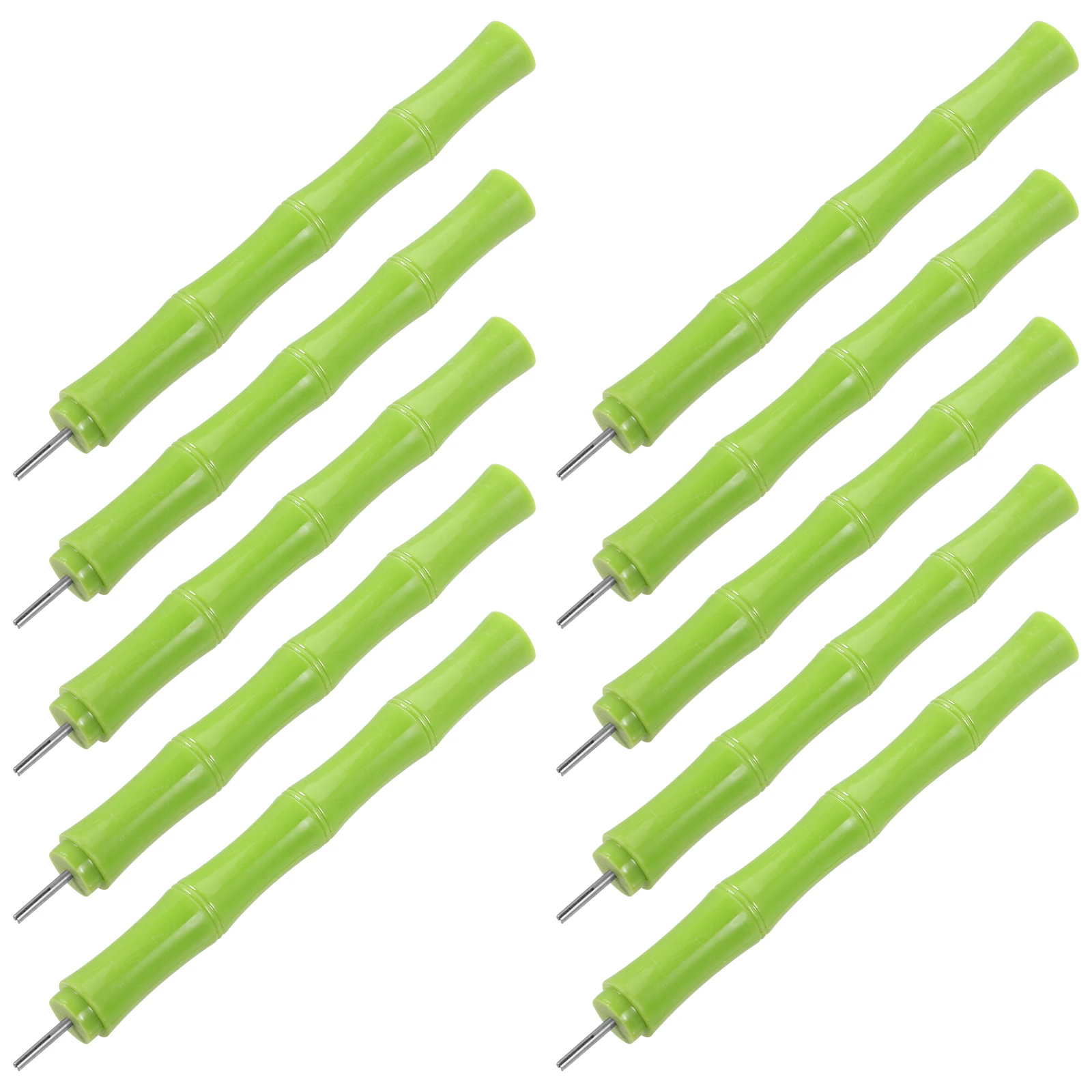 10pcs Bamboo Stem Pen Stainless Steel Tip Smooth Rolling Tool Compact Craft Set For Diy Paper Flower Making Quilling Tools