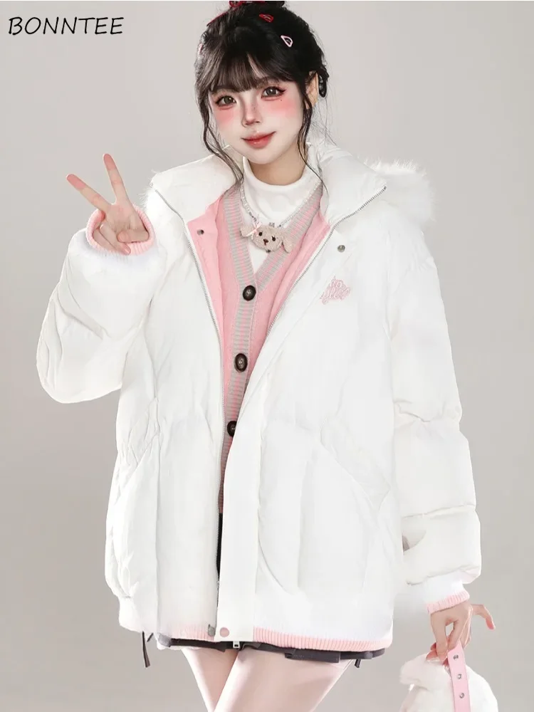

Женские парки Ulzzang Chic, свободные, теплые, зимние, универсальные, для уличных покупок, для отдыха, для студентов, для молодежи, модные, с капюшоном, ветрозащитные