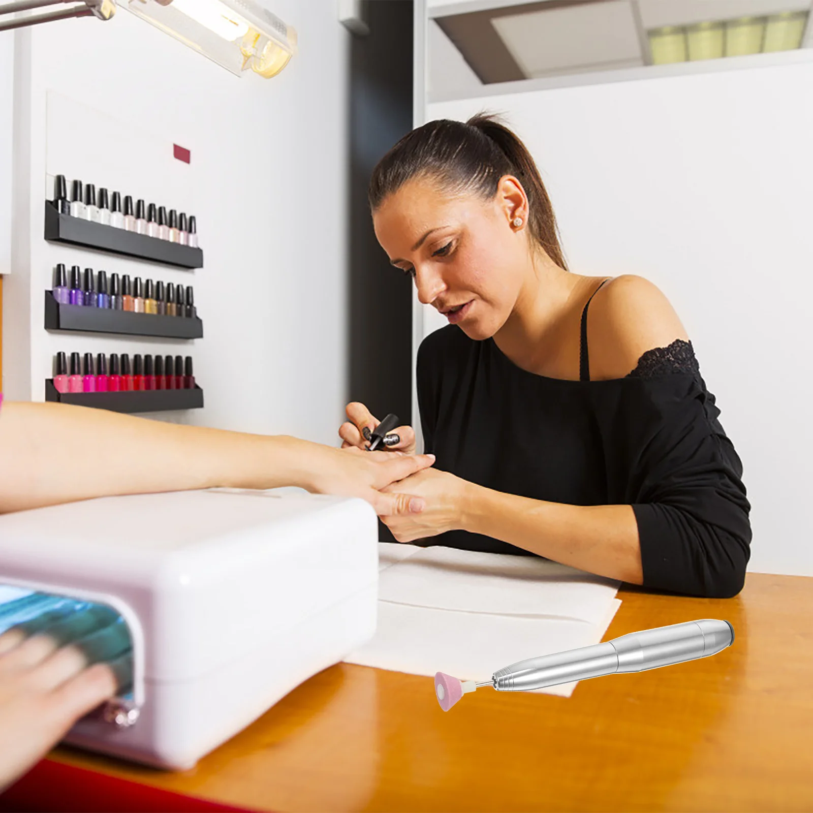 1 set portatile kit macchina per smalto elettrico manicure trapano levigatrice smerigliatrice wireless strumenti argento lime accessori teste