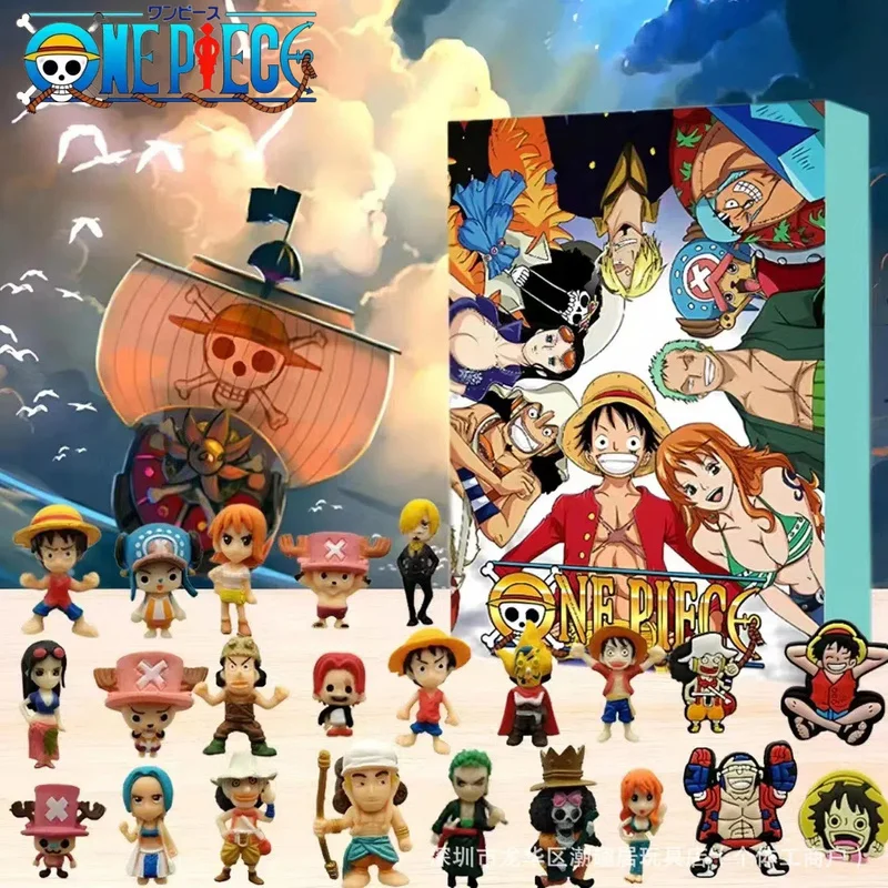 Luffy Christmas Gifts Boxes 24 Day Countdown Surprise  Advent One Piece Anime Calendar Box Collection Model Doll Children Gift