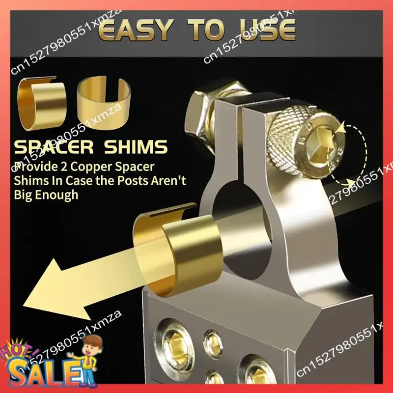 ABCL Battery Terminals, 0/4/8/10 Gauge Battery Terminal Connectors With Shims And Protective Covers, Car Battery Cable Ends
