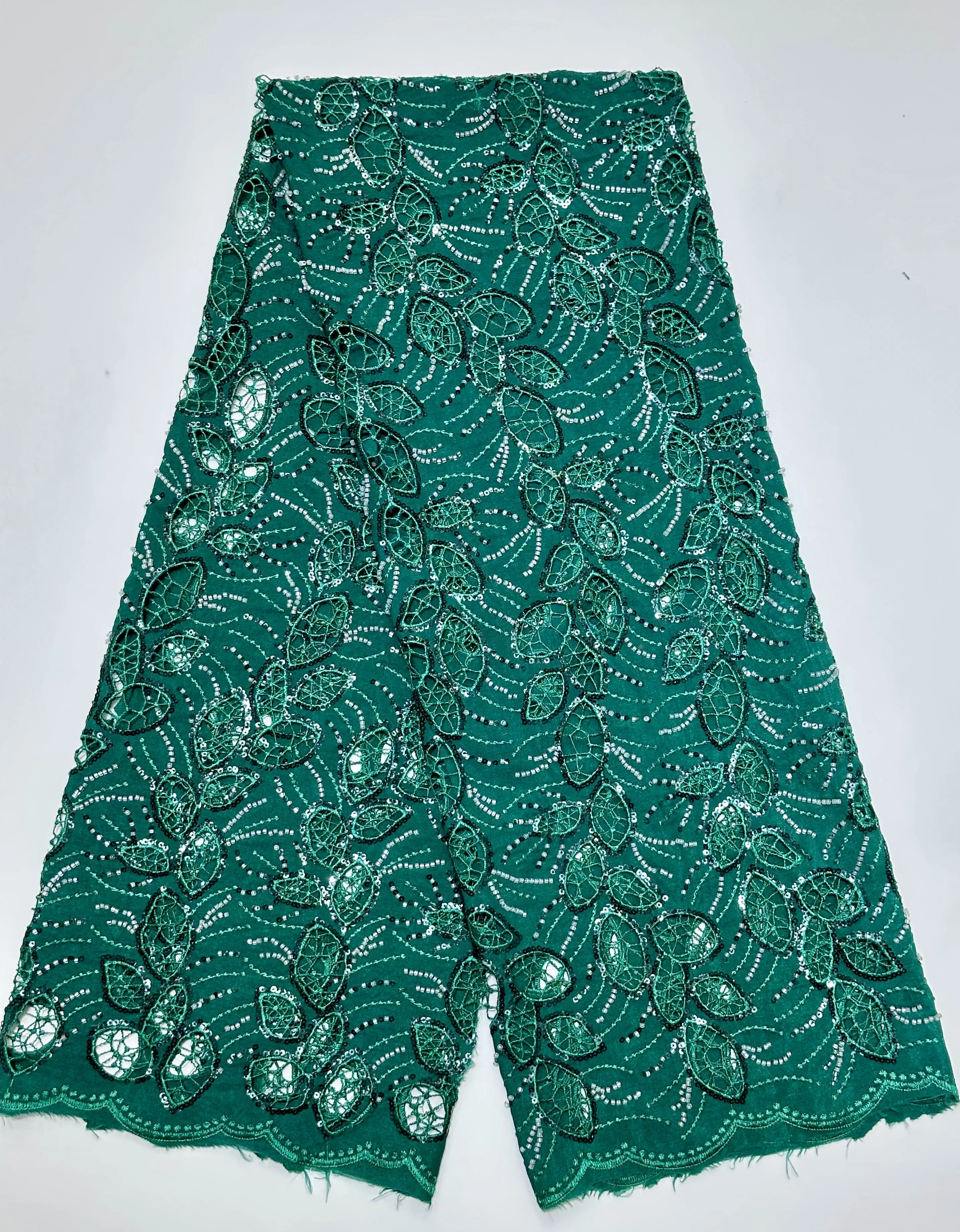 Green bead tube embroidery, customizable in any color, high-quality African lace, new 2024, suitable for wedding dresses  etc