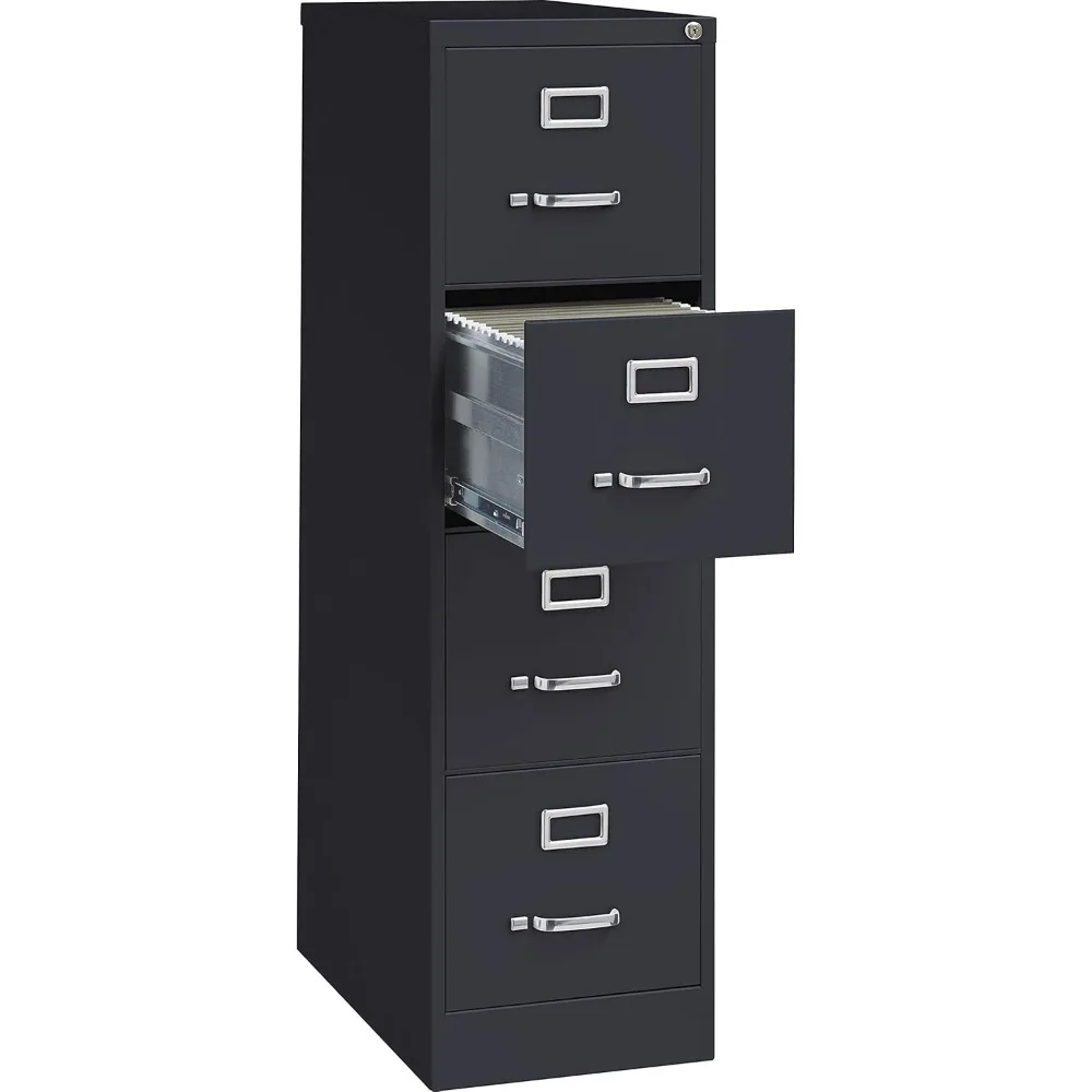 

4 Drawer Vertical Filing Cabinet with Lock 15x25x52 Inch Black