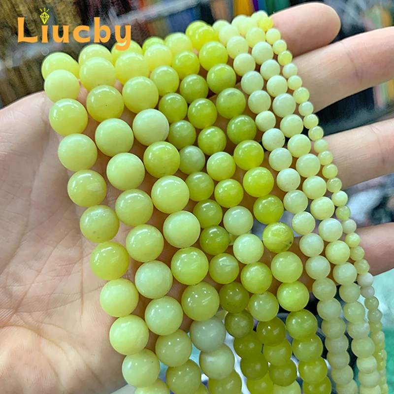 Naturstein Grüne Zitrone Jaspis Dekoration Perlen Diy Frau Zubehör Handschnur für Schmuckherstellung 4/6/8/10/12mm 15" Strang – Detail 6